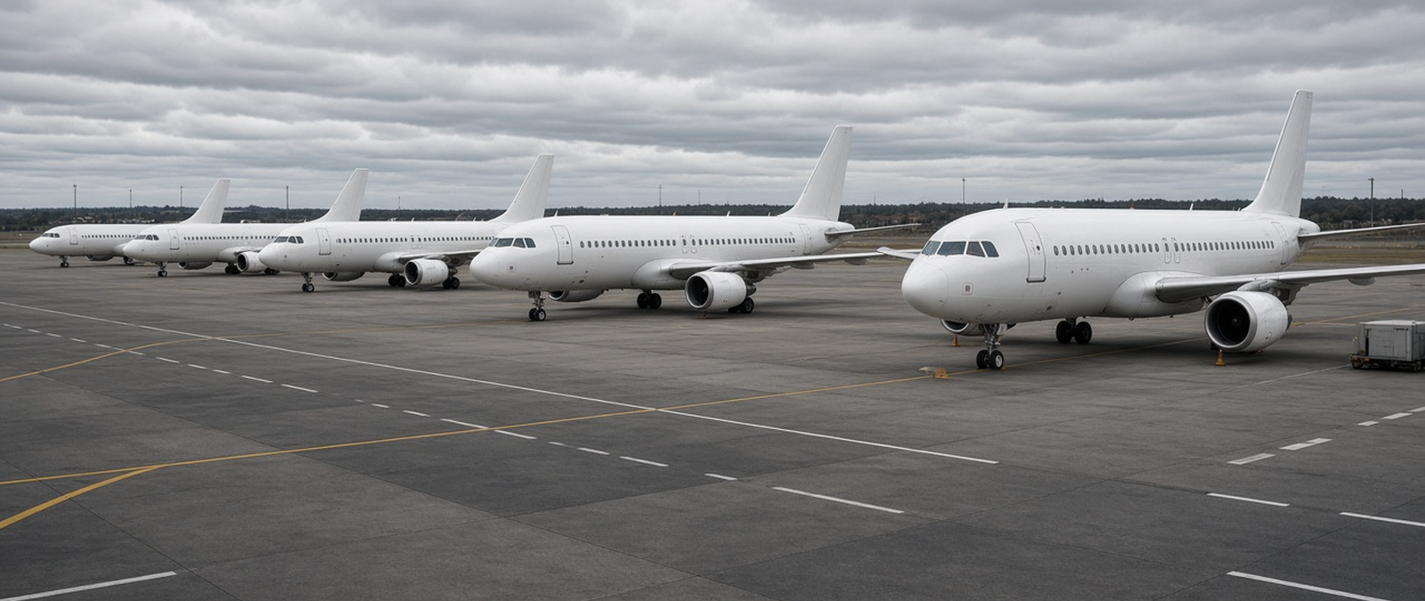 Illustration of a passenger aircraft on an airport runway