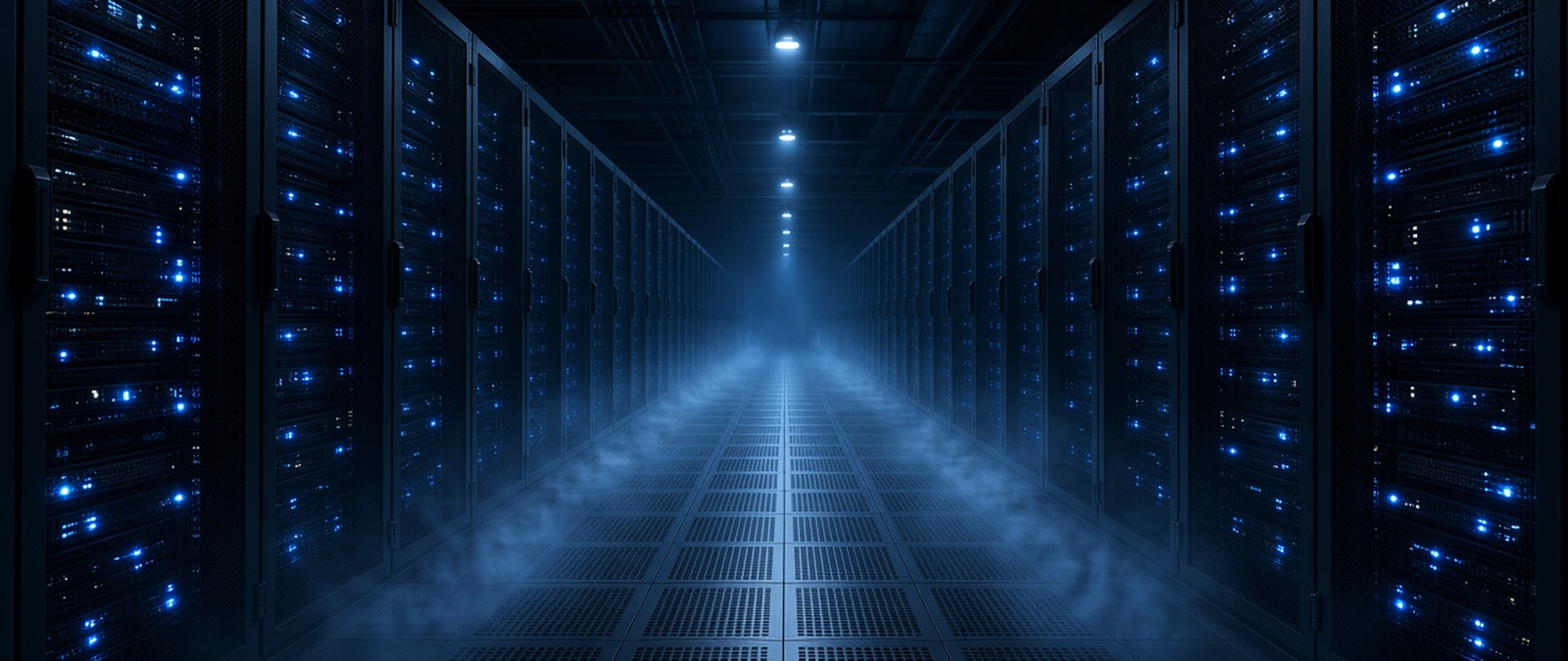 Illustration of server racks in a cloud computing data centre