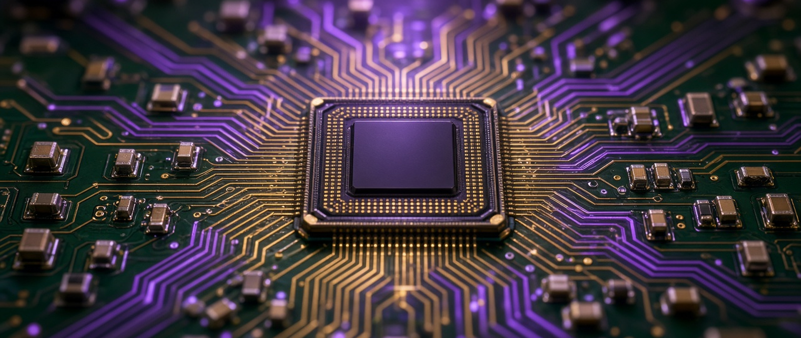 Illustration of a computer chip on a circuit board