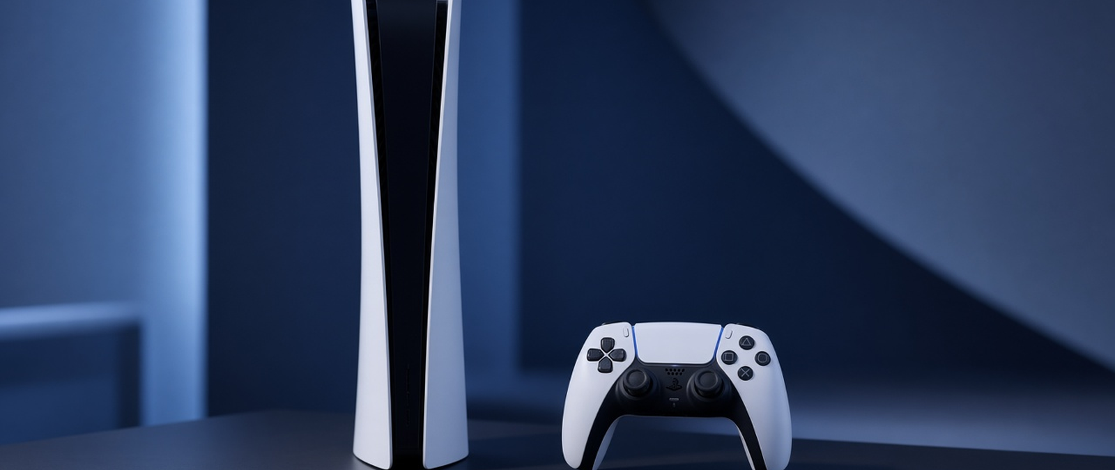 Illustration of a games console with a wireless controller