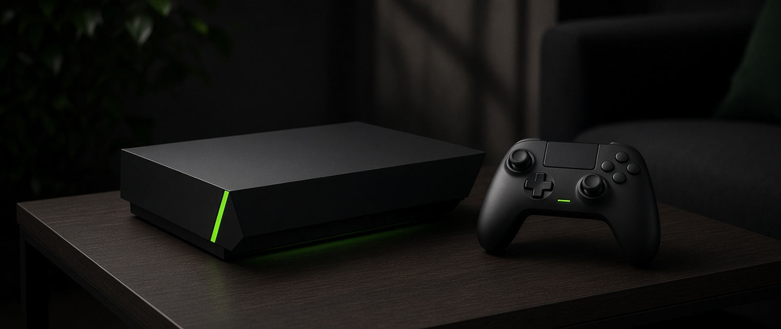 Illustration of a games console and controller