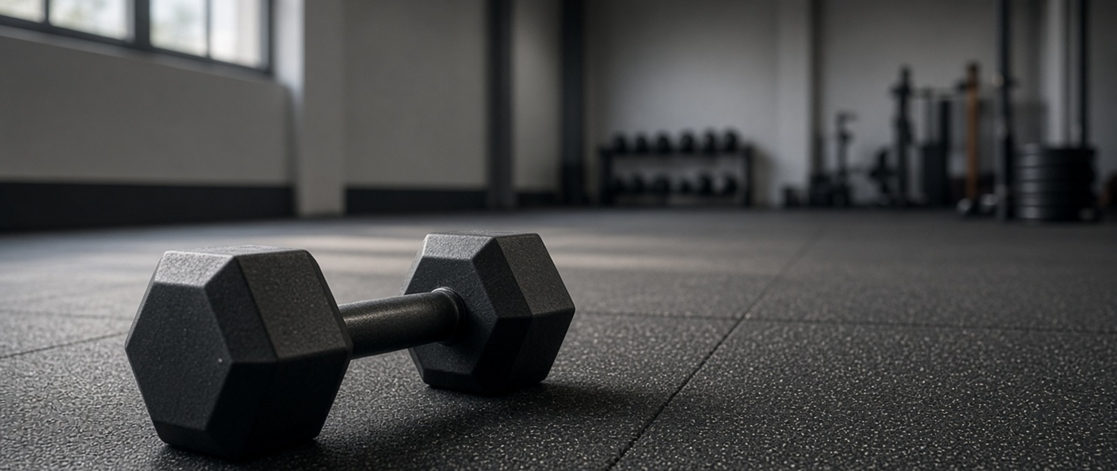 Illustration of dumbbells in a gym representing sport