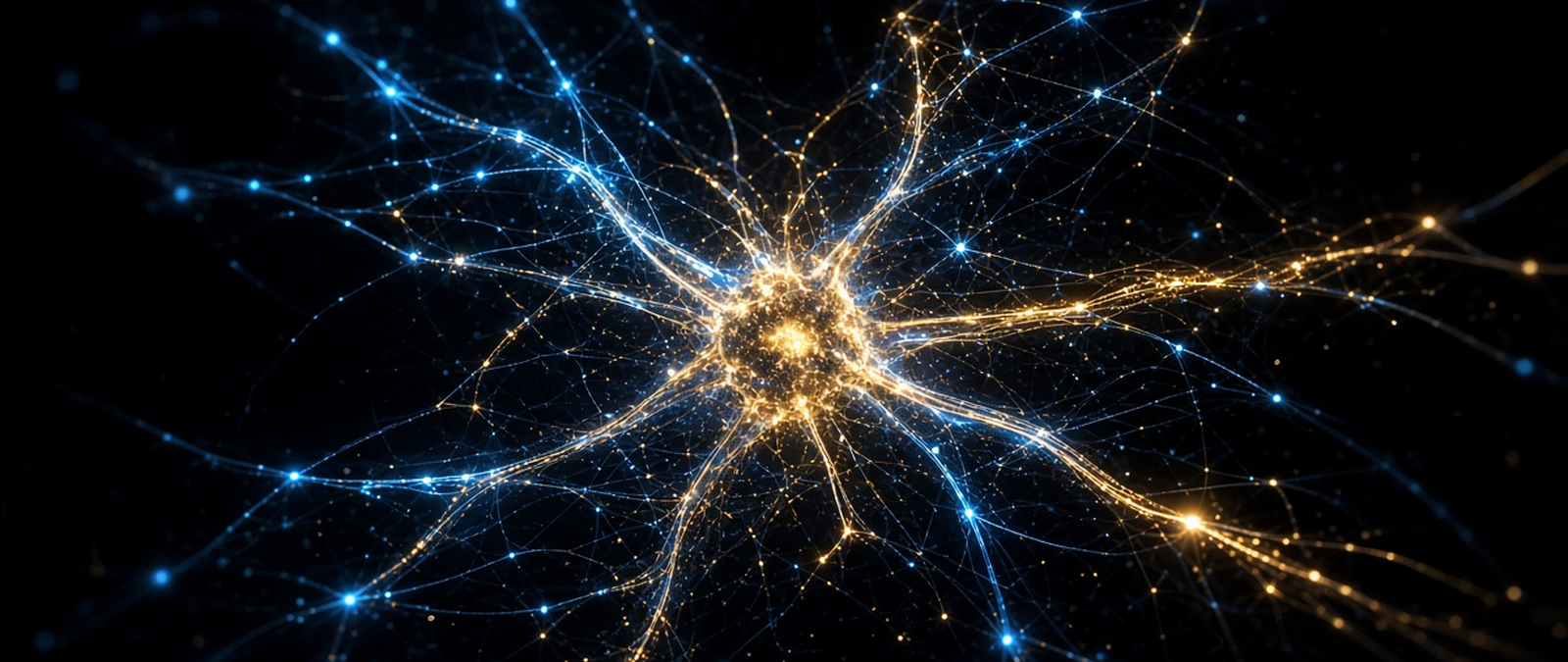Illustration of an artificial intelligence neural network with connected nodes