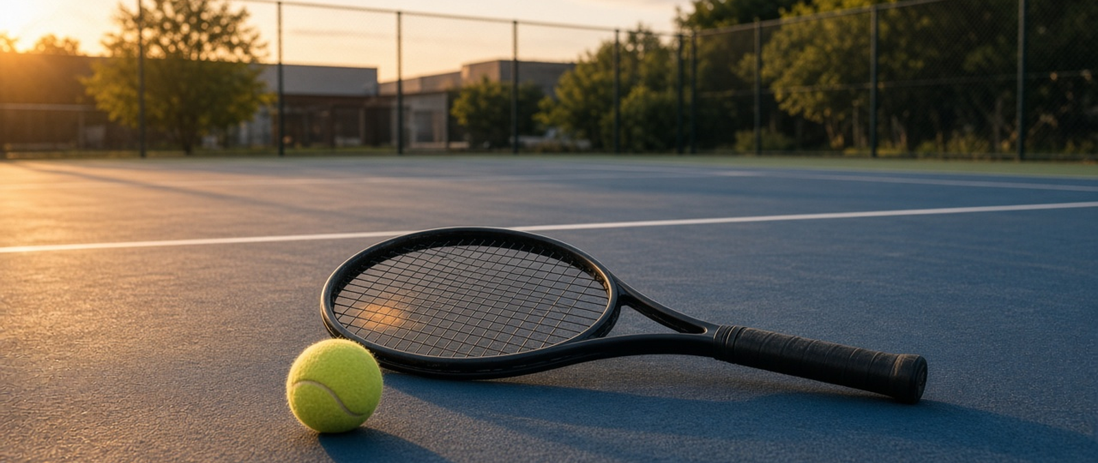 Illustration of a tennis racket on a court