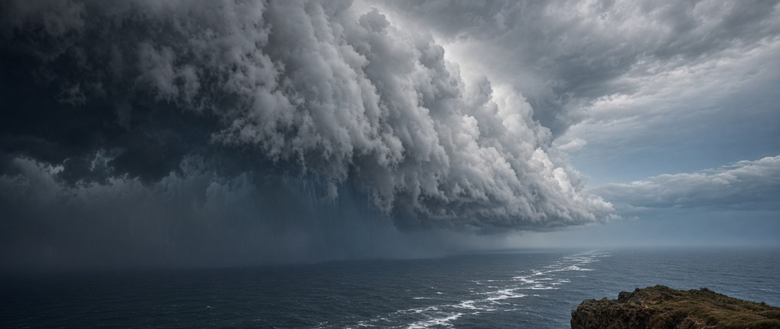 Illustration of storm clouds over the sea as a hurricane approaches
