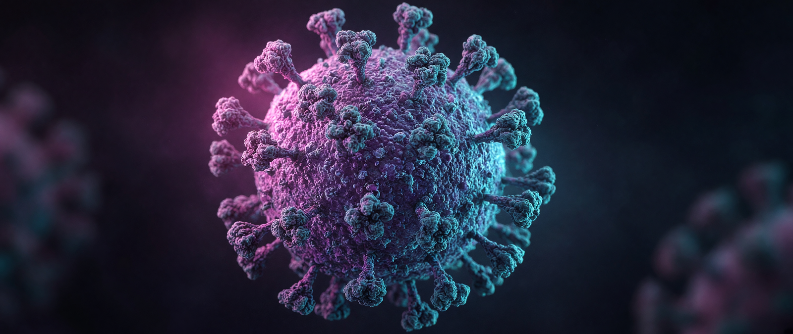 Illustration of a virus particle, representing an infectious disease outbreak